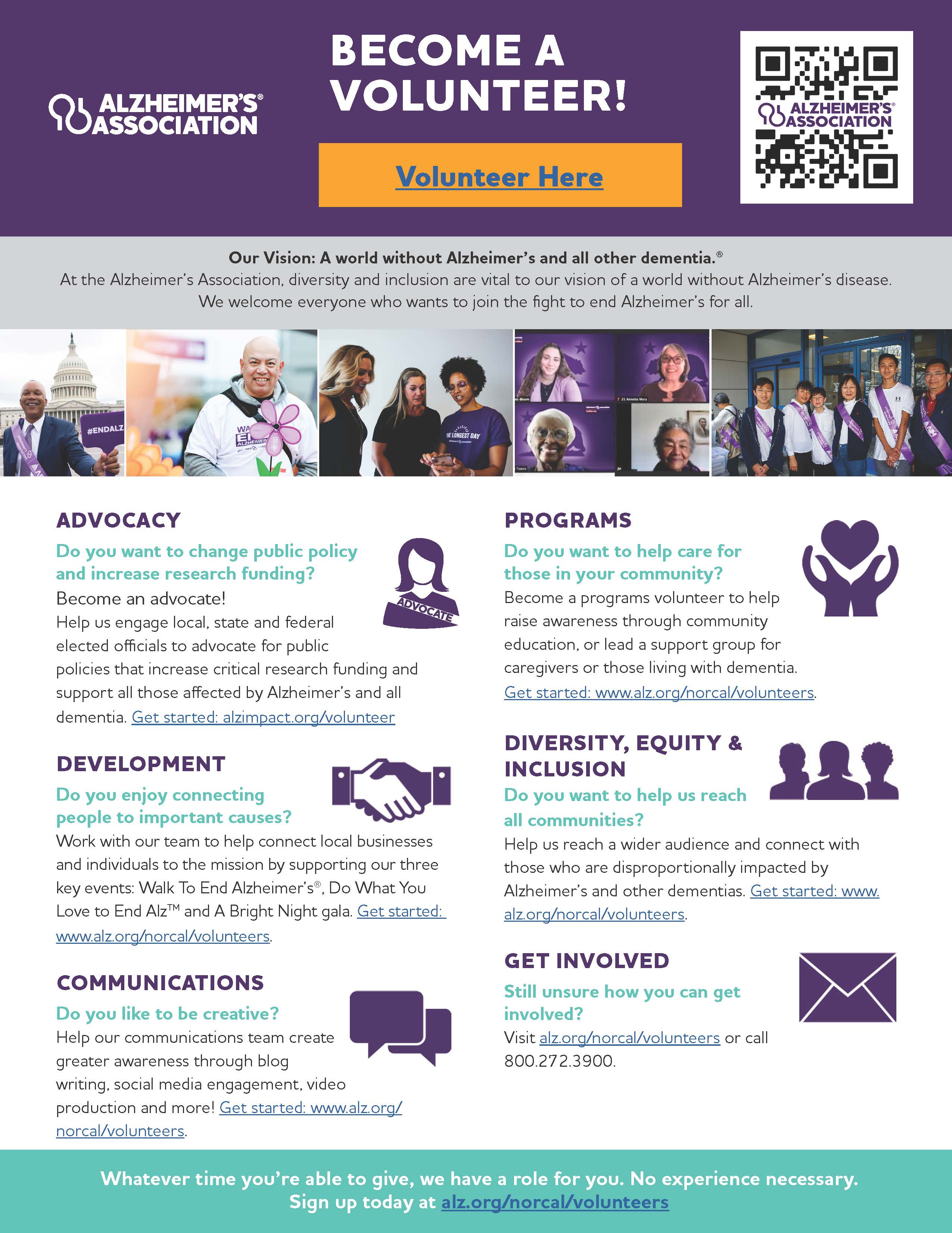 Alzheimer's Association Volunteer Opportunity Flyer