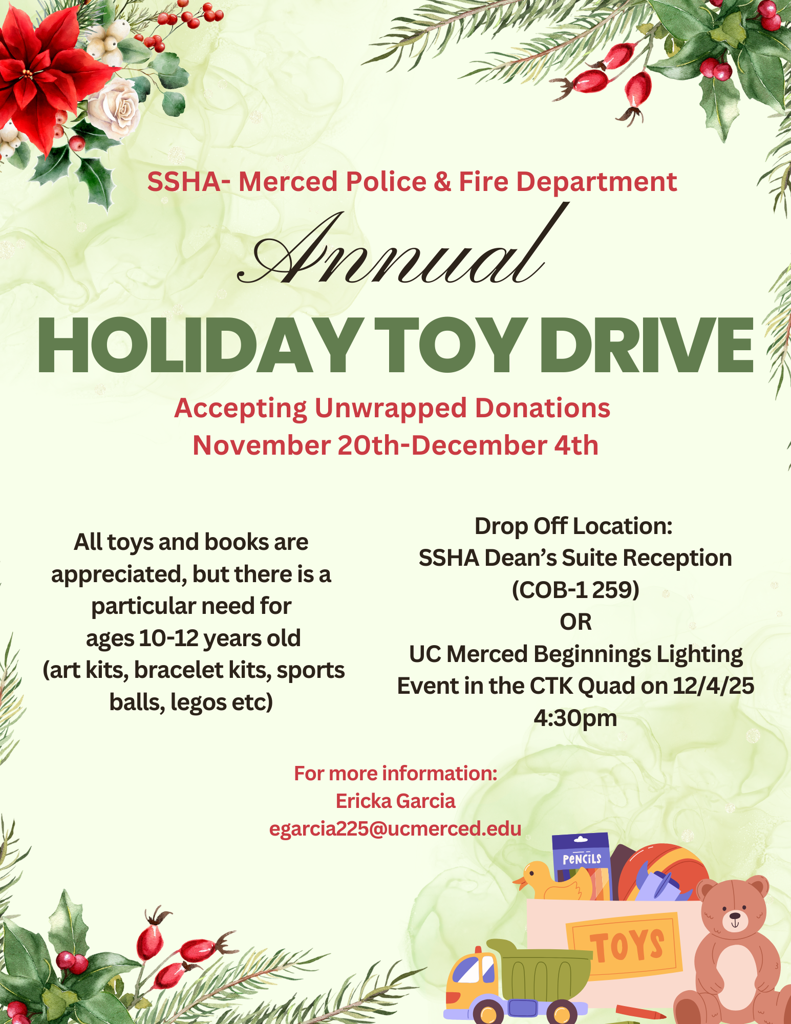 SSHA Holiday Toy Drive Flyer